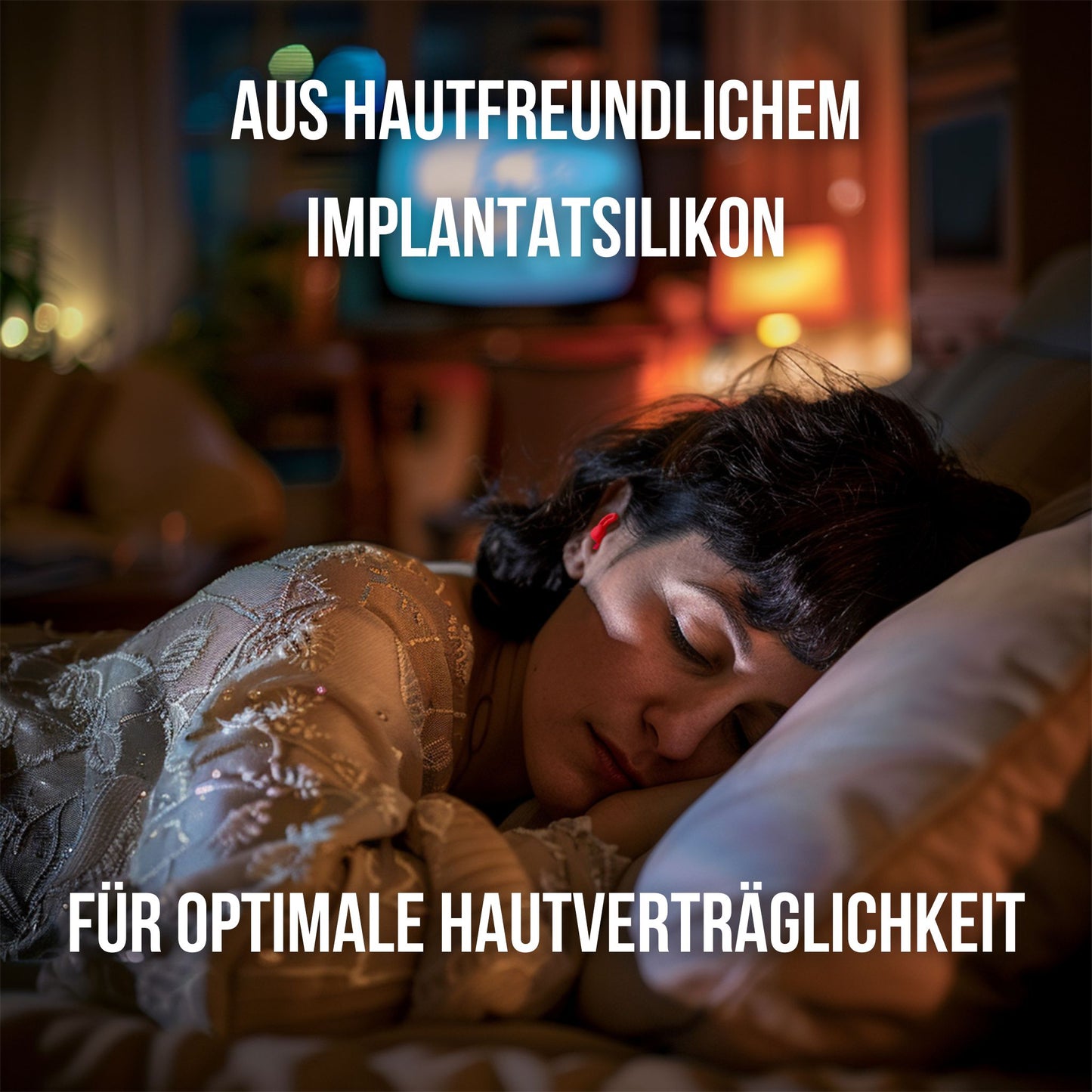 OHRSTÖPSEL "Schlafmütze" SCHLAFGEHÖRSCHUTZ GEGEN SCHNARCHEN ZUM SCHLAFEN IN SEITENLAGE | 28DB SNR aus hautfreundlichem Implantatsilikon