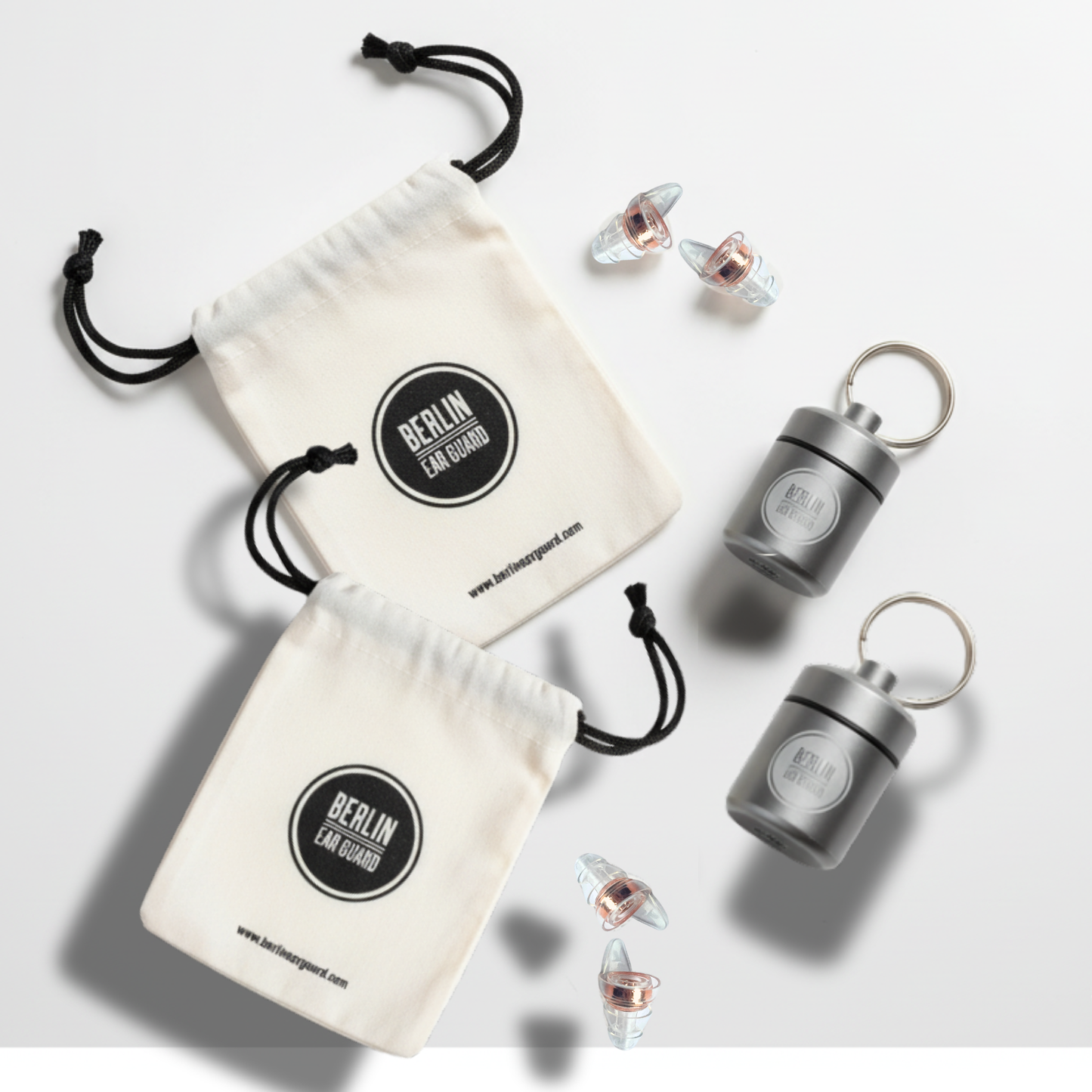Konzert Ohrstöpsel Set "Goldelse" | 2 Paar + Behälter + Stoffbeutel | 23dB | Festival Club | Musiker & DJ Gehörschutz