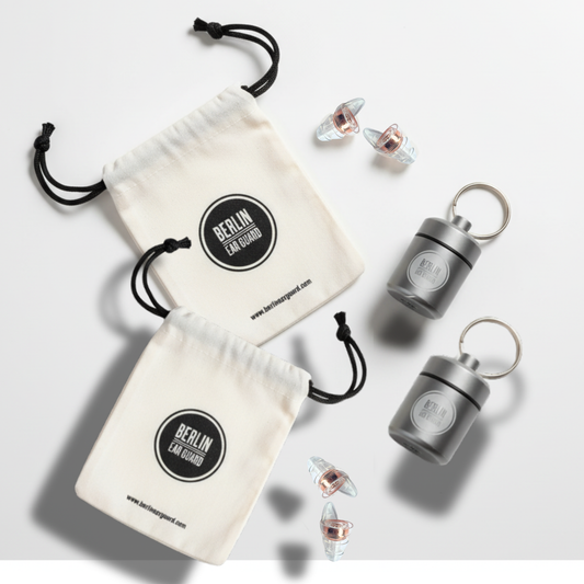 Konzert Ohrstöpsel Set "Goldelse" | 2 Paar + Behälter + Stoffbeutel | 23dB | Festival Club | Musiker & DJ Gehörschutz