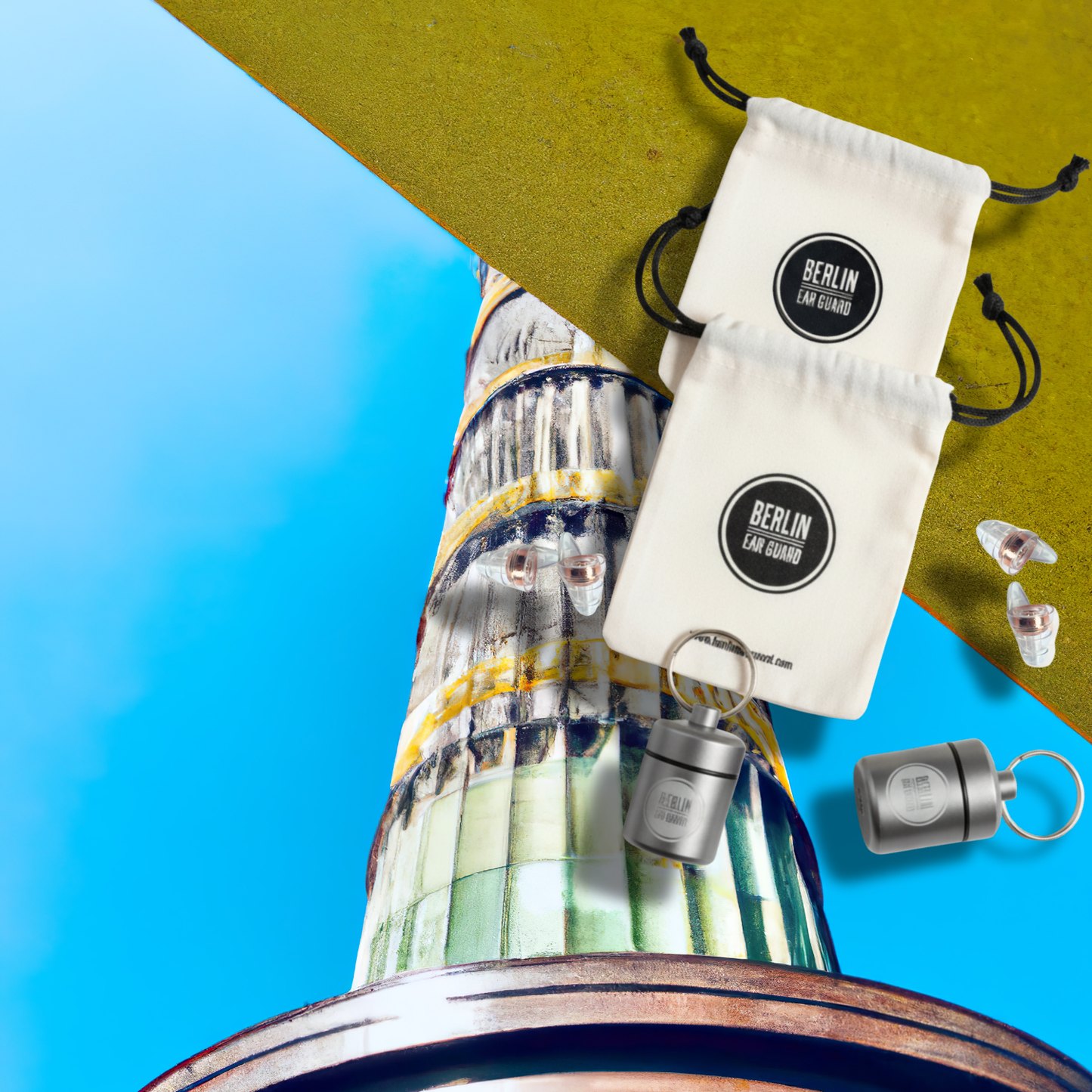 Konzert Ohrstöpsel Set "Goldelse" | 2 Paar + Behälter + Stoffbeutel | 23dB | Festival Club | Musiker & DJ Gehörschutz