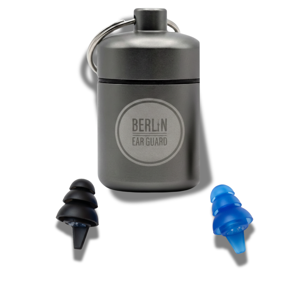 OHRSTÖPSEL "SCHWARZ ZU BLAU" | CLUB, FESTIVAL, KONZERT, MUSIKER & DJ OHRENSTÖPSEL | 23DB SNR mit Alu-Etui von Berlin Ear Guard