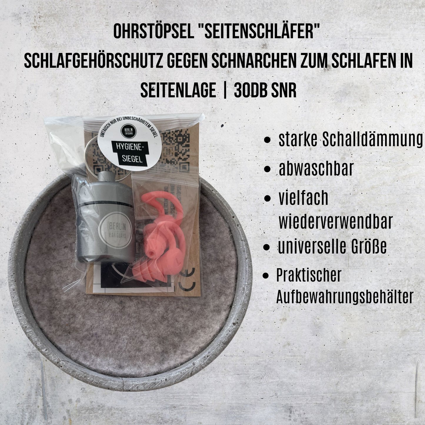 Tiefschlaf-Bundle Deluxe | Ohrstöpsel Seitenschläfer Pink | Ohrstöpsel Mäuseohr Schwarz | Schlafmaske Henry Schwarz | + Bonus