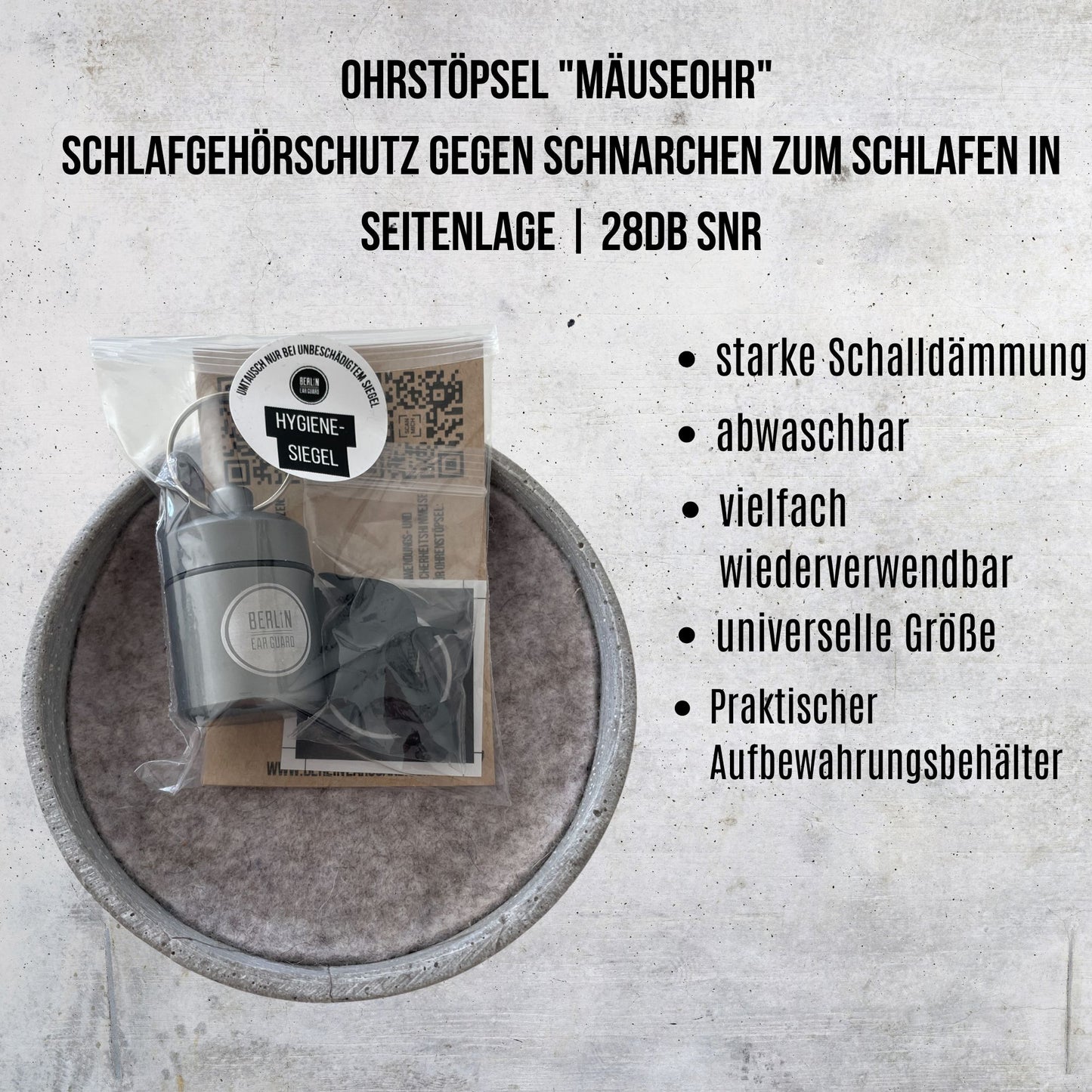 Tiefschlaf-Bundle Deluxe | Ohrstöpsel Seitenschläfer Pink | Ohrstöpsel Mäuseohr Schwarz | Schlafmaske Henry Schwarz | + Bonus