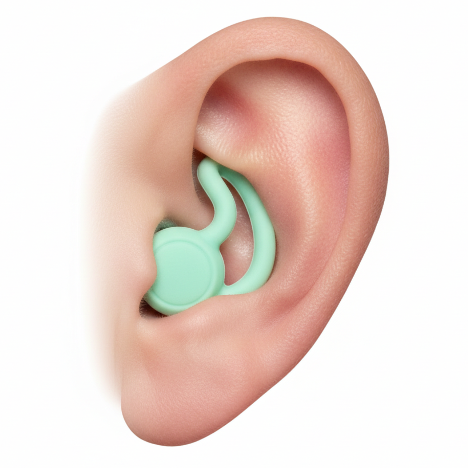 Berliner Pflanze Ohrstöpsel zum Schlafen in Seitenlage - Ansicht im Ohr getragen - richtig eingesetzt - Berlin Ear Guard