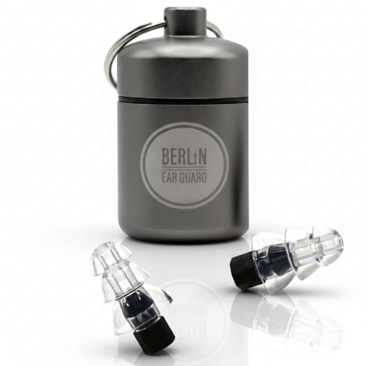 Ohrstöpsel "SCHLAF MIT MIR!" mit Filter | Allzweck-Waffe gegen Lärm 27dB mit praktischem Aluminiumbehälter von Berlin Ear Guard