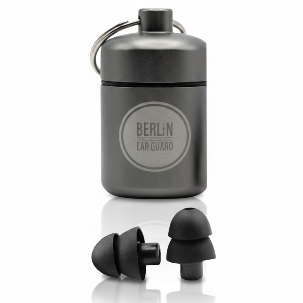 Ohrstöpsel "Schnarch X" Schlafgehörschutz 28dB mit praktischem Aluminium Behälter von Berlin Ear Guard