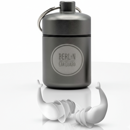 OHRSTÖPSEL "Rummelsburger Bucht" | SCHWIMMEN, SCHNORCHELN, TAUCHEN mit praktischem Etui von Berlin Ear Guard in Weiß