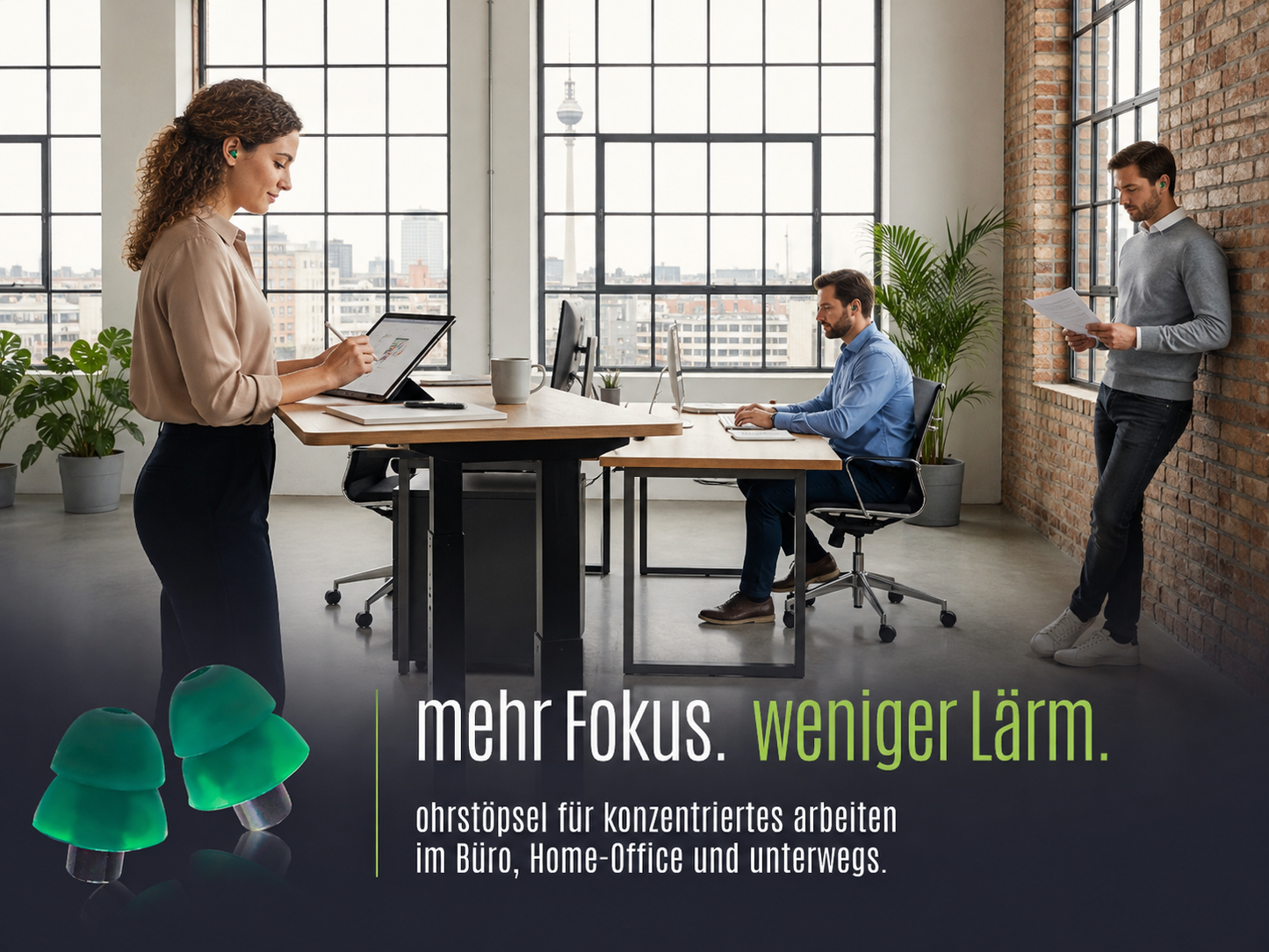 Ohrstöpsel Büro & Großraumbüro „Home Office" – Gehörschutz für die Arbeit | Berlin Ear Guard®