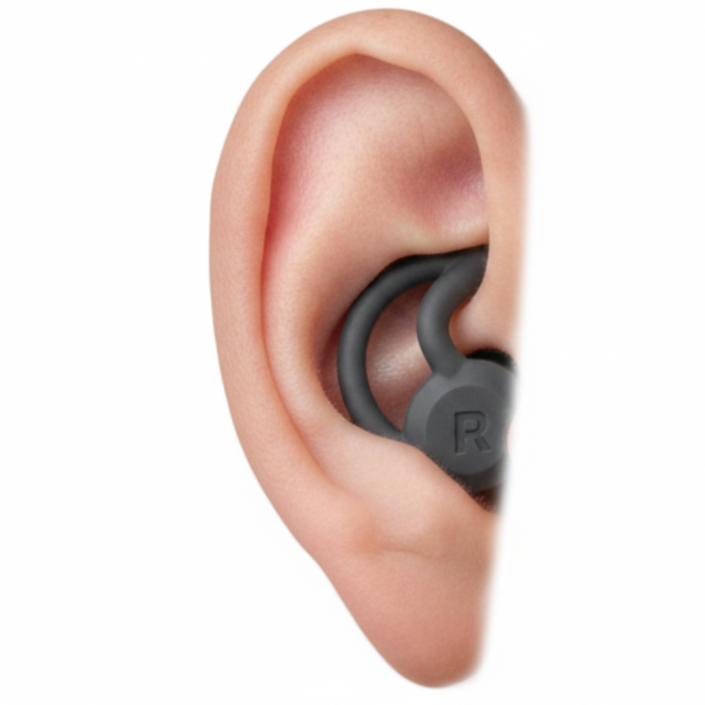 NACHFÜLLPACK - 1 Paar SEITENSCHLÄFER Ohrstöpsel | 30db SNR | (ohne Aufbewahrungsbehälter) im Ohr getragen, Nahaufnahme