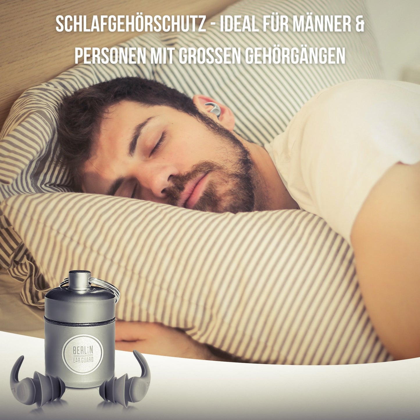 OHRSTÖPSEL "NICKBÄR" | SCHLAFGEHÖRSCHUTZ | groß | GEGEN SCHNARCHEN ZUM SCHLAFEN IN SEITENLAGE | 28DB SNR - BERLIN EAR GUARD® OHRSTÖPSEL SHOP